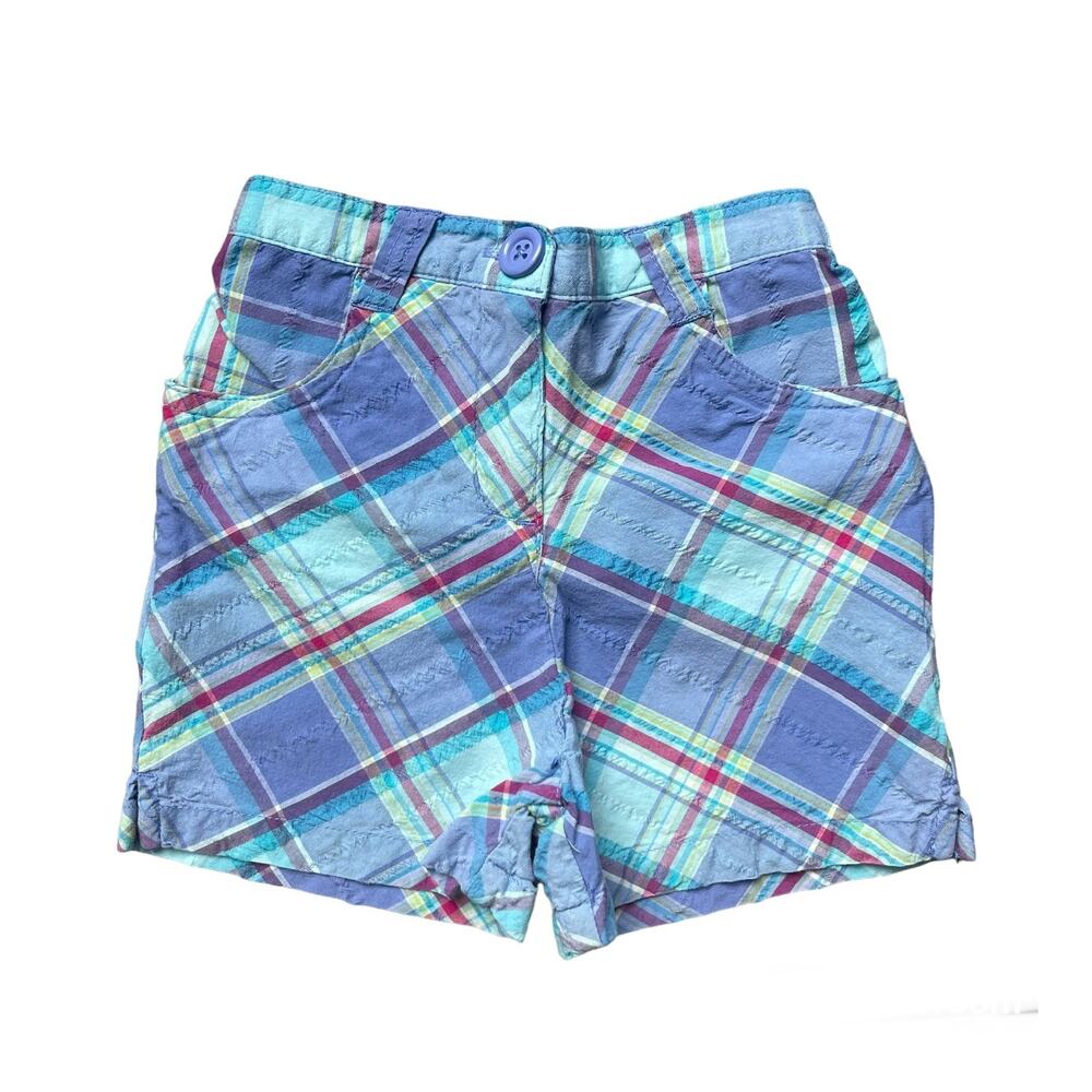 Girls 24 Months George Blue Purple Plaid Pocket Summer Shorts Stretch Seersucker